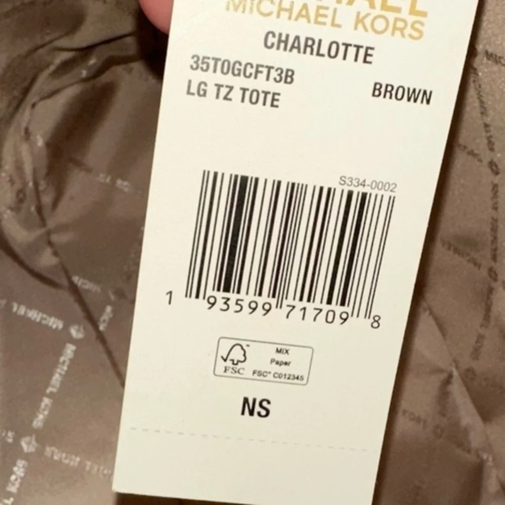 Michael Kors Charlotte Large Logo Top-Zip Tote Carryall Bag in Brown - Picture 14 of 14